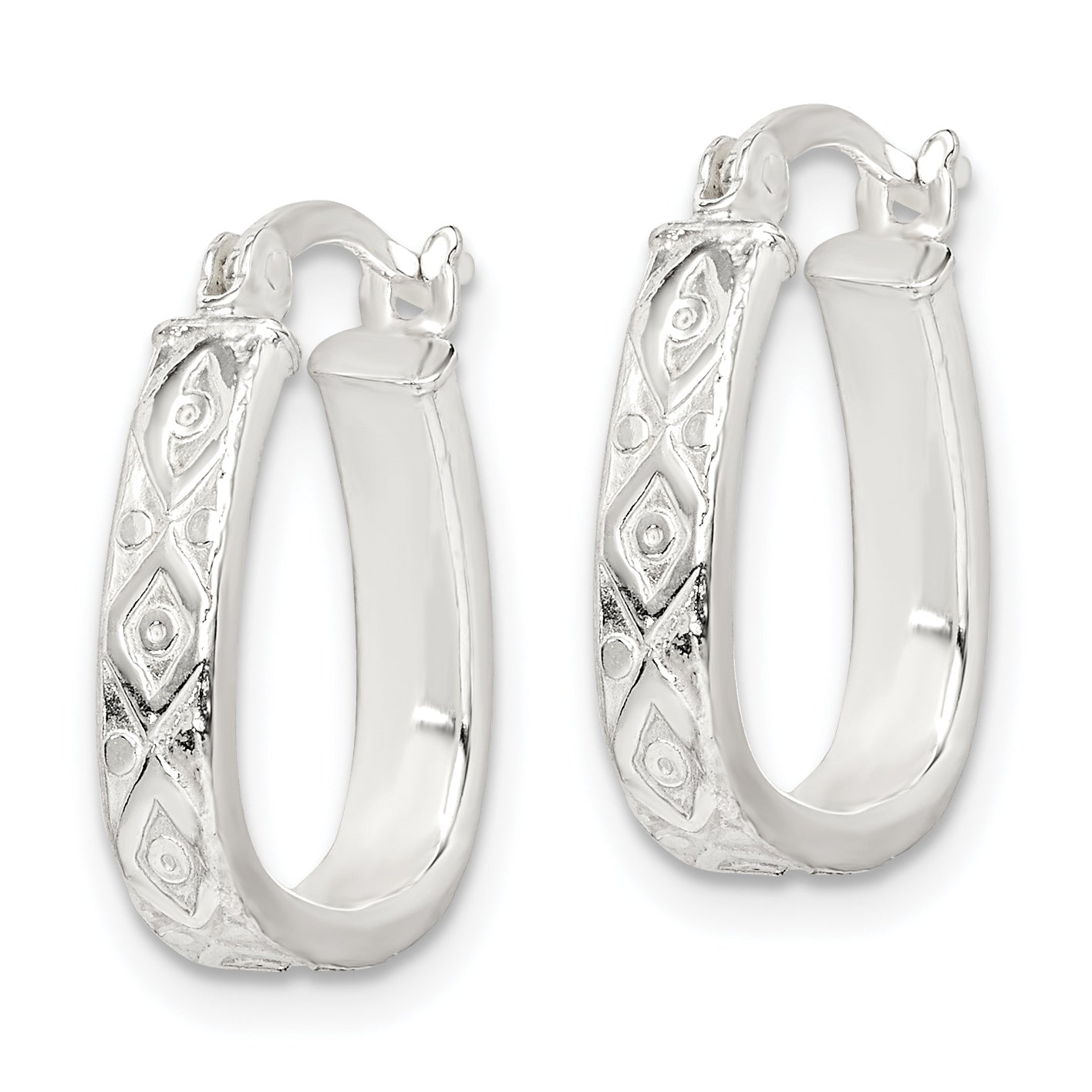 Sterling Silver Patterned 3mm Hoop Earrings Secondary image