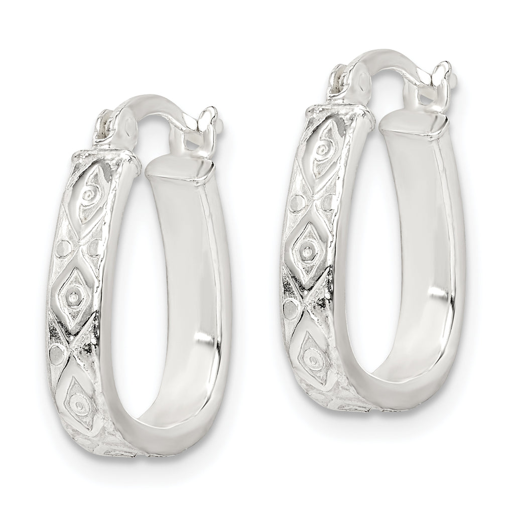 Sterling Silver Patterned 3mm Hoop Earrings