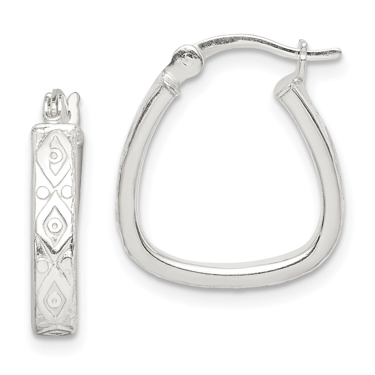 Sterling Silver Patterned 3mm Hoop Earrings