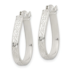 Sterling Silver Patterned 3mm Teardrop Hoop Earrings