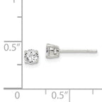 Sterling Silver Polished 4mm Round CZ Stud Earrings