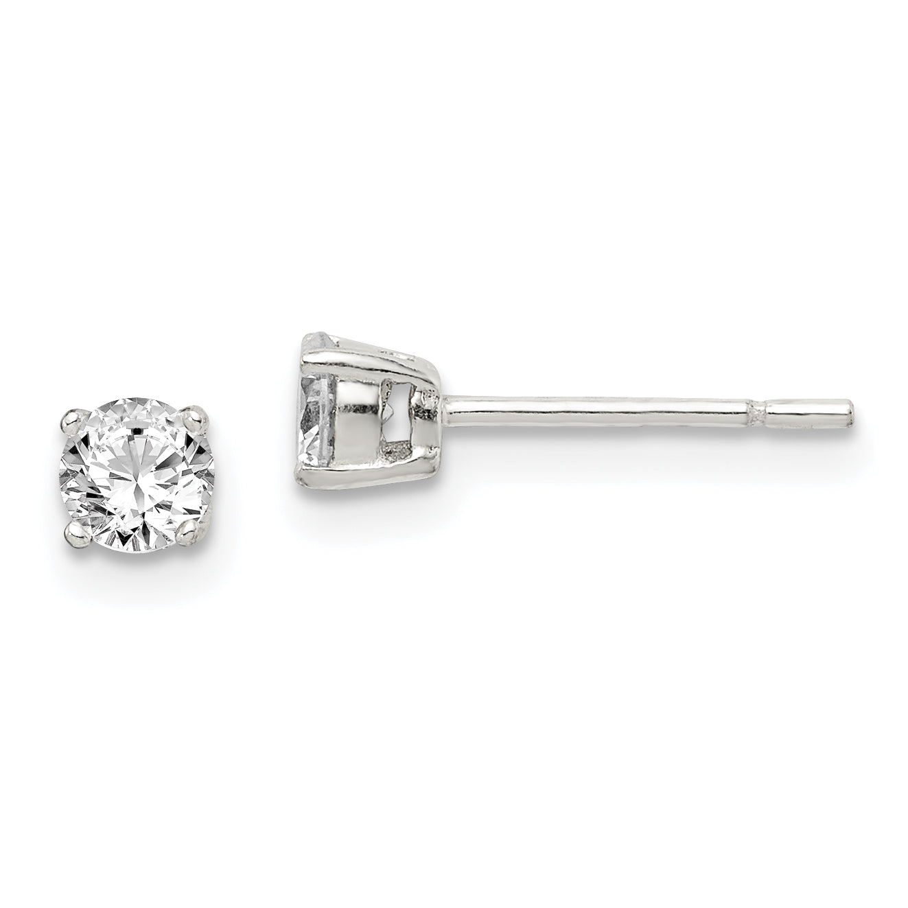 Sterling Silver Polished 4mm Round CZ Stud Earrings Main image