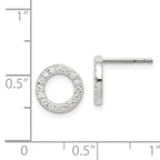 Sterling Silver Polished CZ Circle Post Earrings