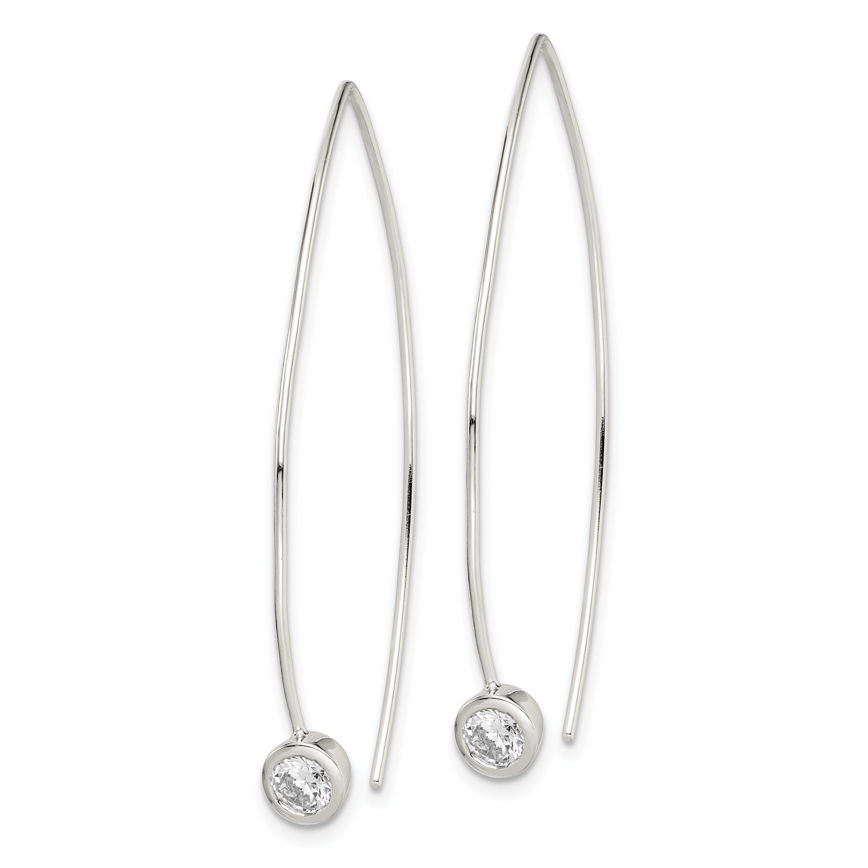 Sterling Silver CZ Threader Earrings Secondary image