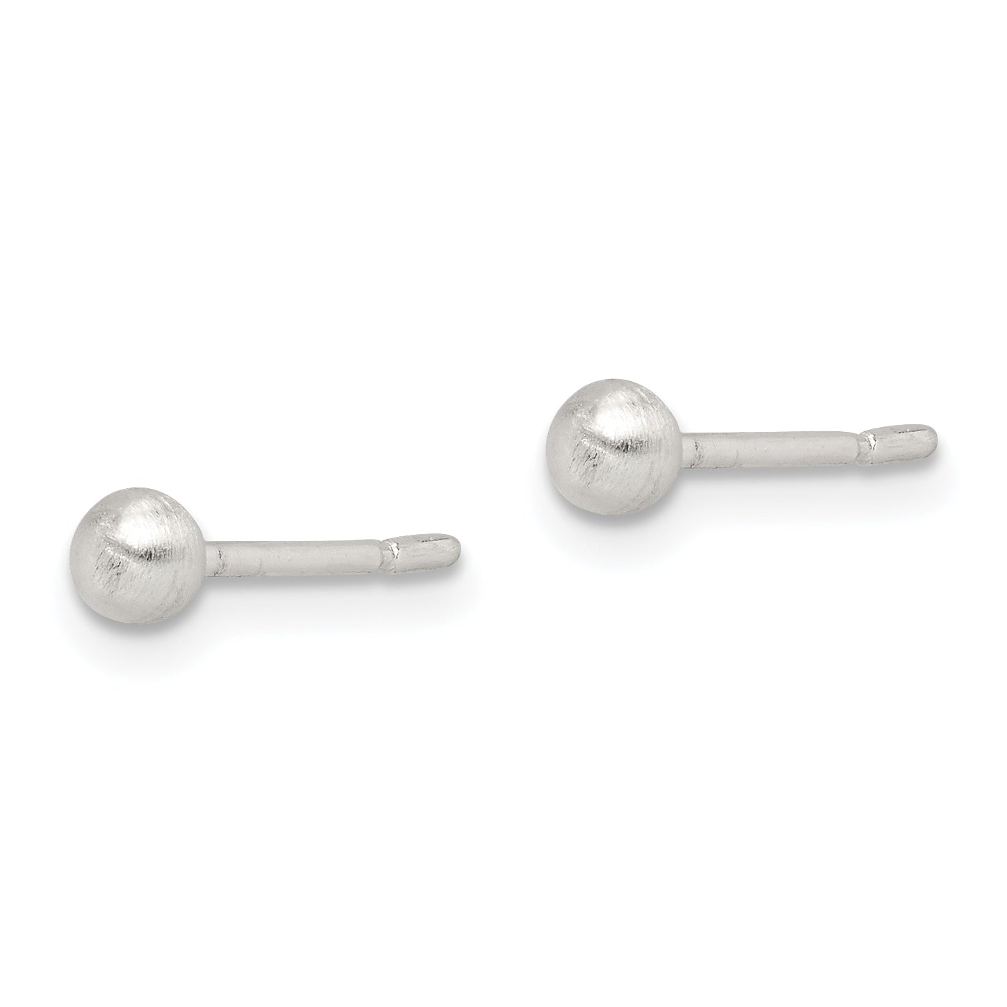Sterling Silver Brushed 3mm Ball Post Earrings Secondary image