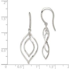 Sterling Silver Polished Fancy Twisted Marquise Shaped Dangle Earrings