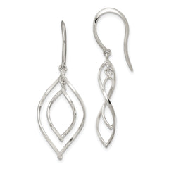 Sterling Silver Polished Fancy Twisted Marquise Shaped Dangle Earrings