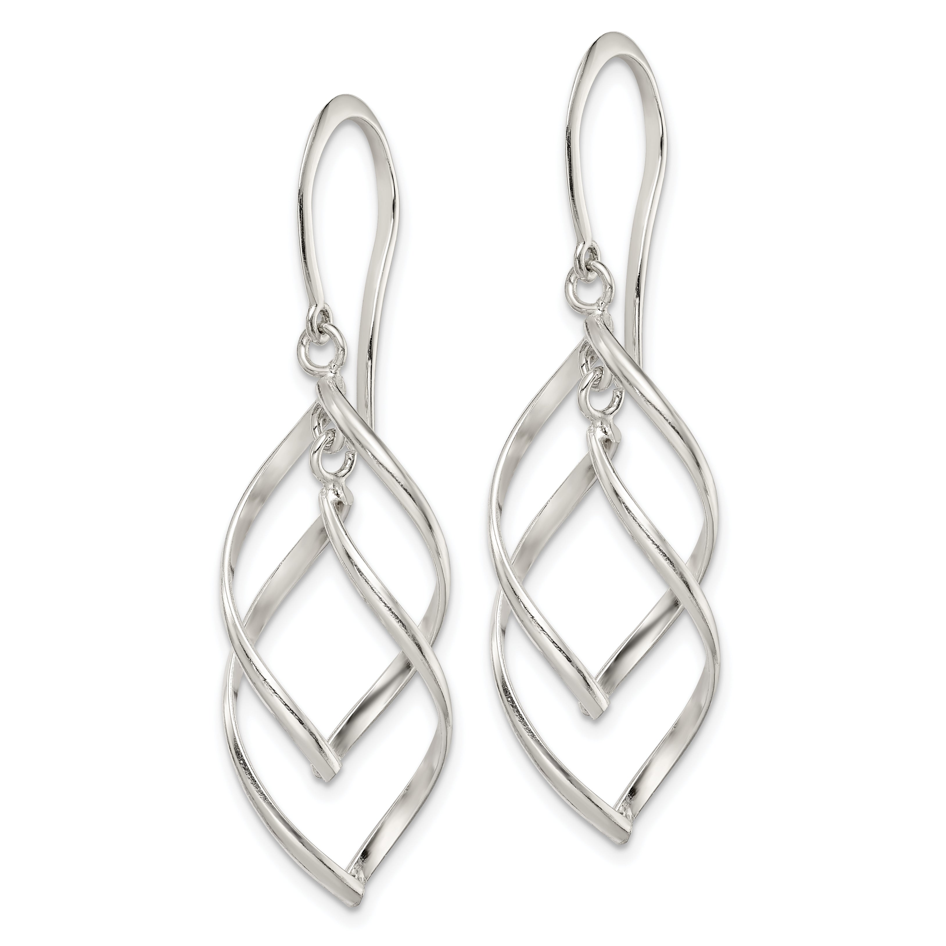 Sterling Silver Polished Fancy Twisted Dangle Earrings Secondary image