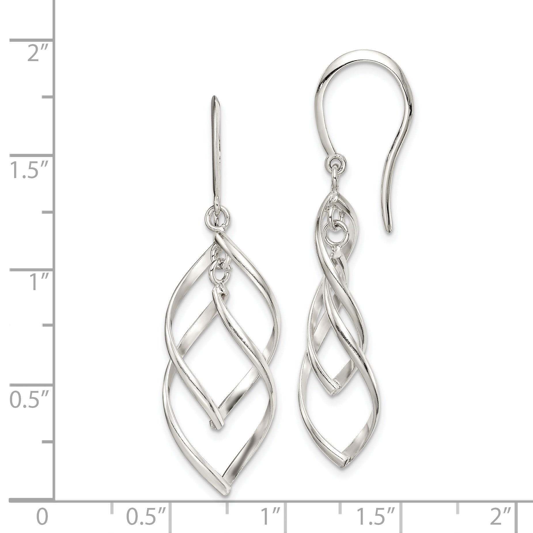 Sterling Silver Polished Fancy Twisted Dangle Earrings