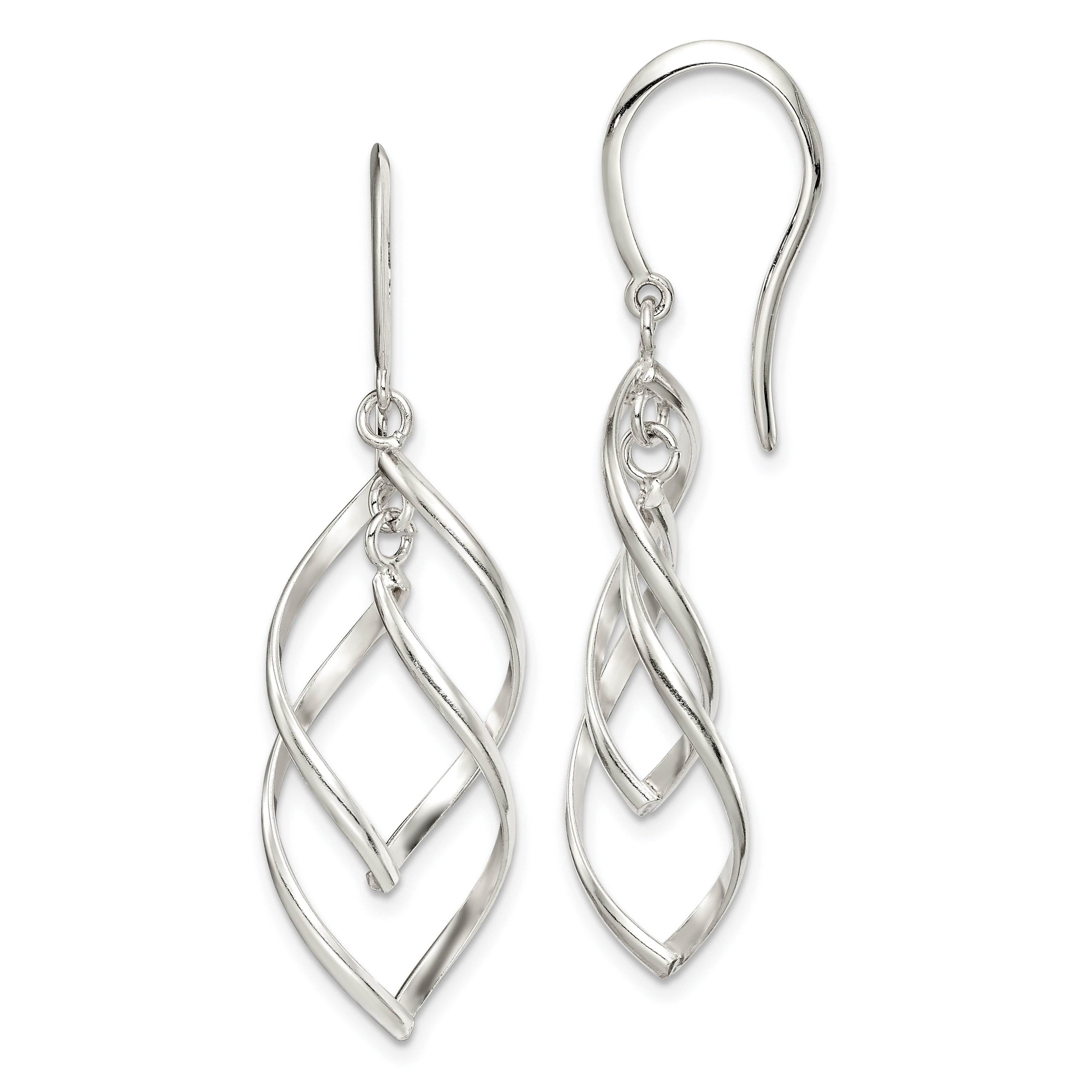 Sterling Silver Polished Fancy Twisted Dangle Earrings Main image
