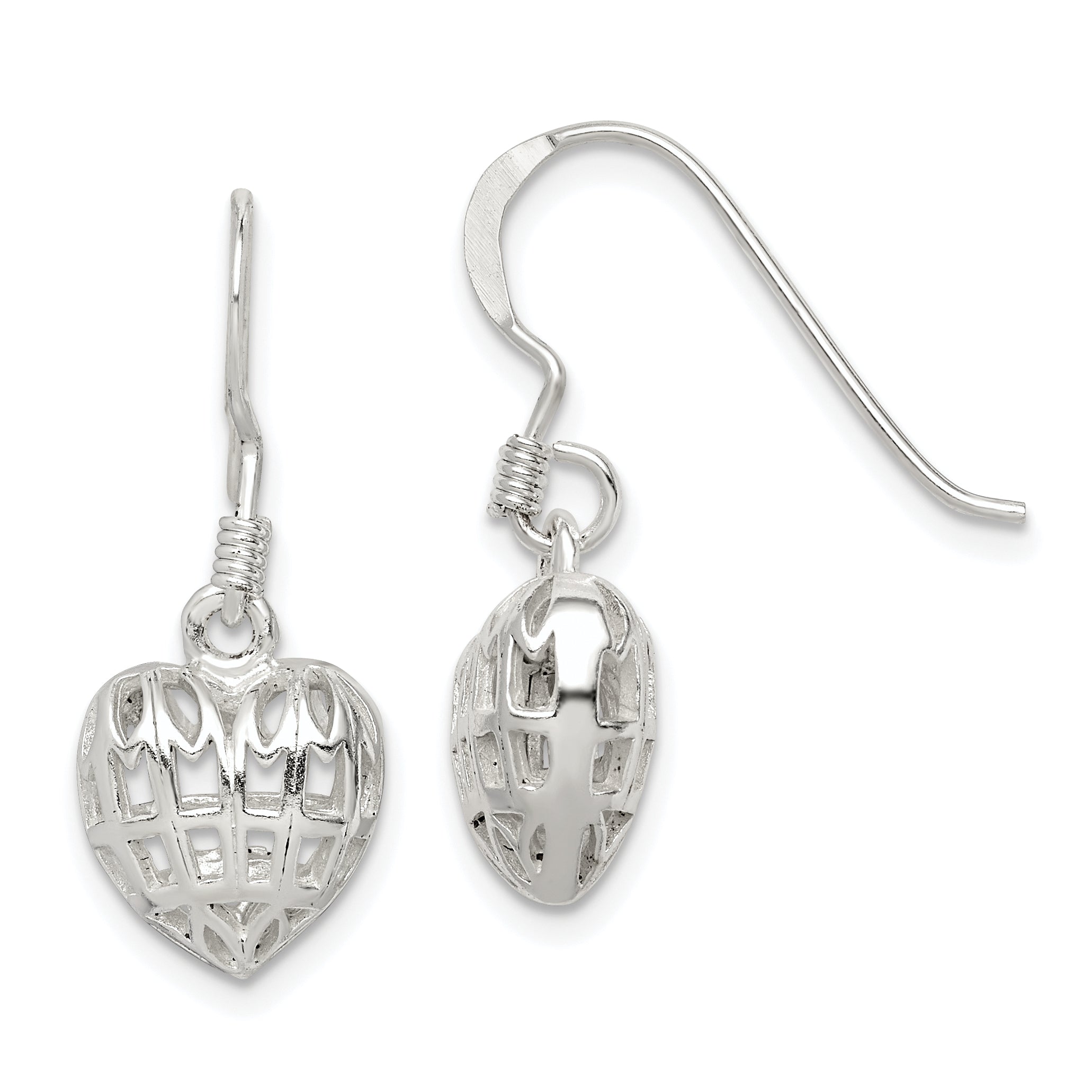 Sterling Silver Heart Dangle Earrings Main image