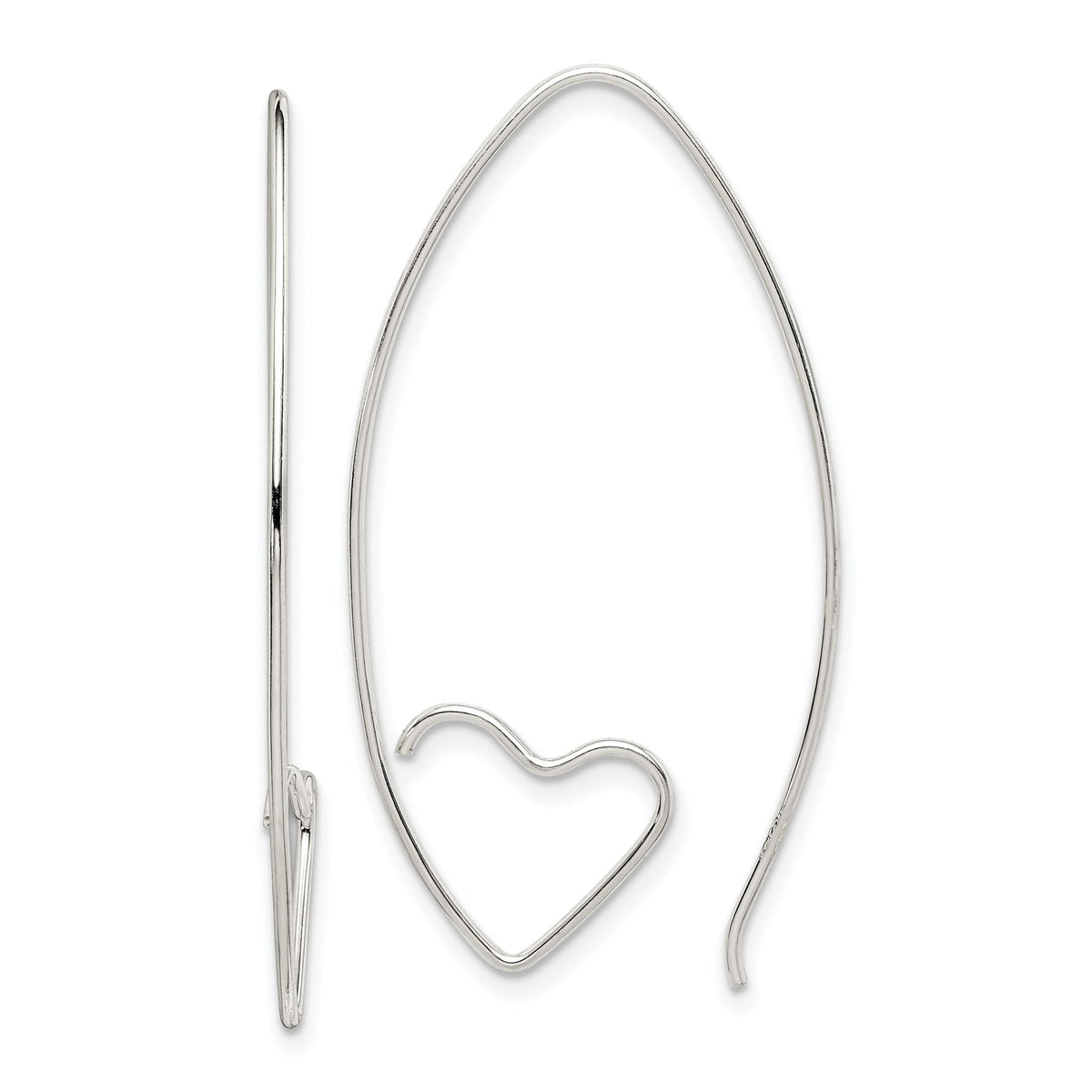 Heart Threader Earrings in Sterling Silver, 13mm - Sophia Jewelers Main image