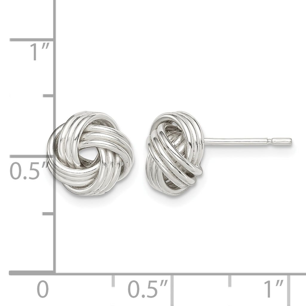 Love Knot Stud Earrings in Sterling Silver, 10x9.8mm - Sophia Jewelers
