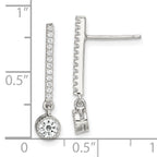 Sterling Silver Rhodium-plated Polished CZ Bar Post Dangle Earrings
