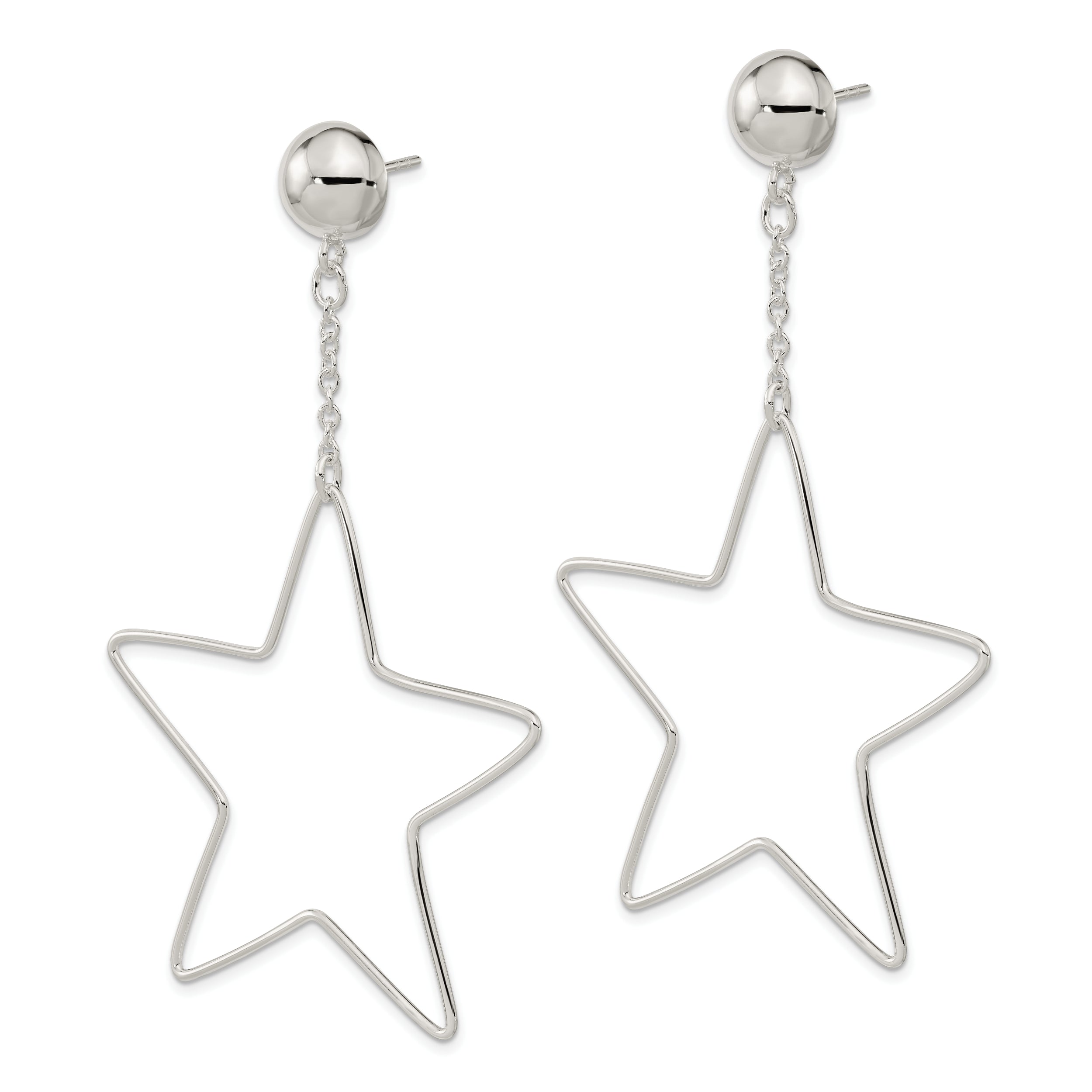 Sterling Silver Star Dangle Post Earrings