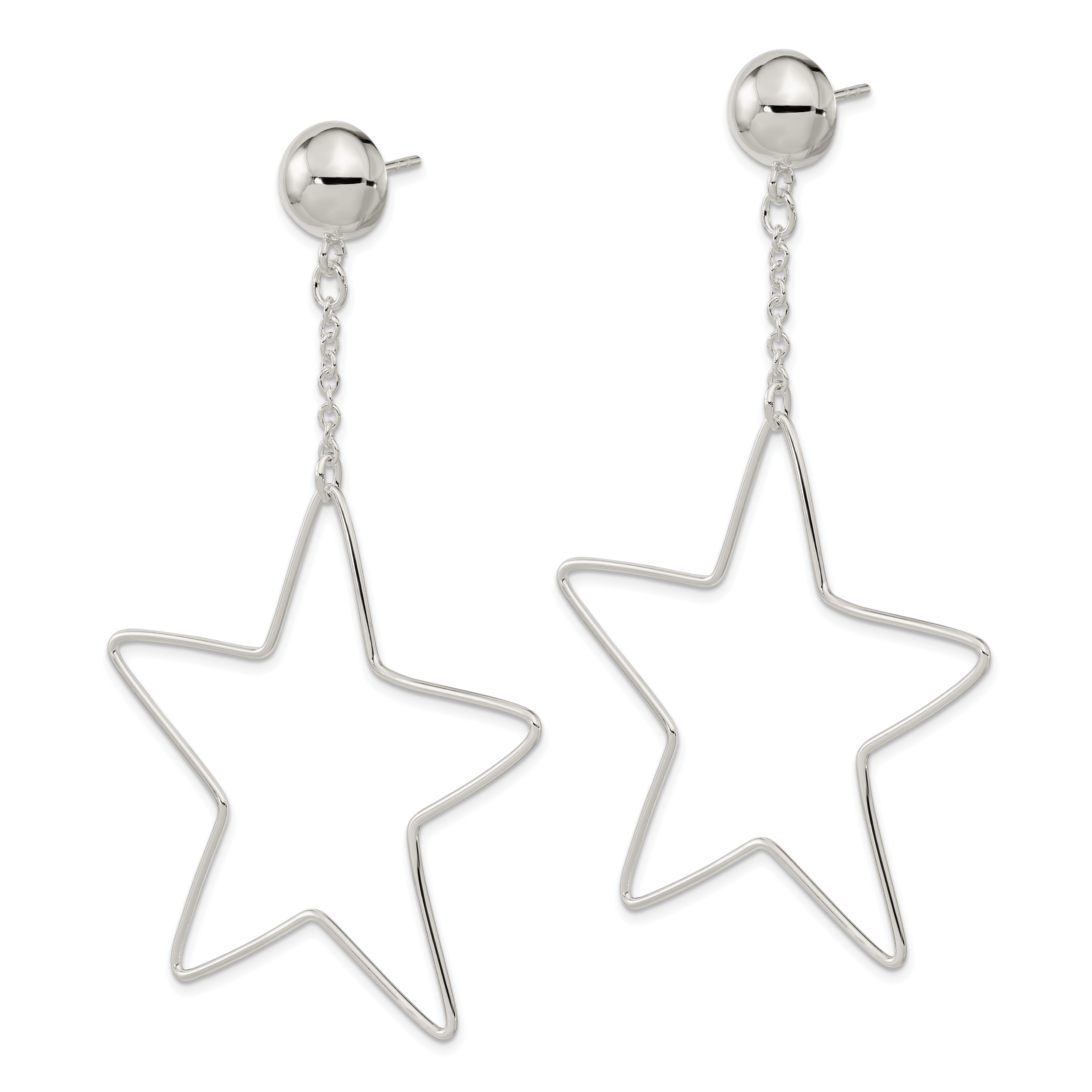 Sterling Silver Star Dangle Post Earrings Secondary image