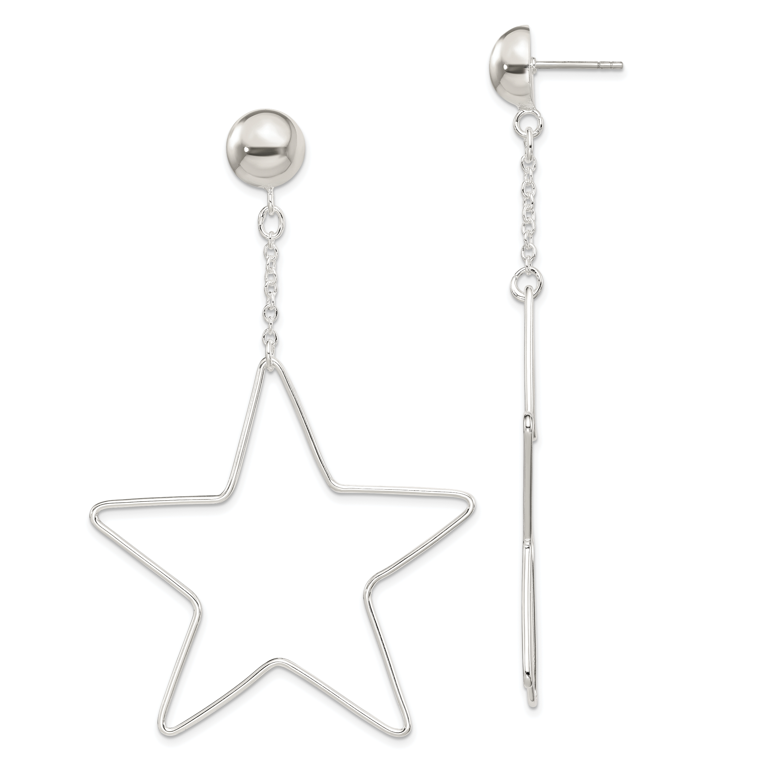 Sterling Silver Star Dangle Post Earrings Main image