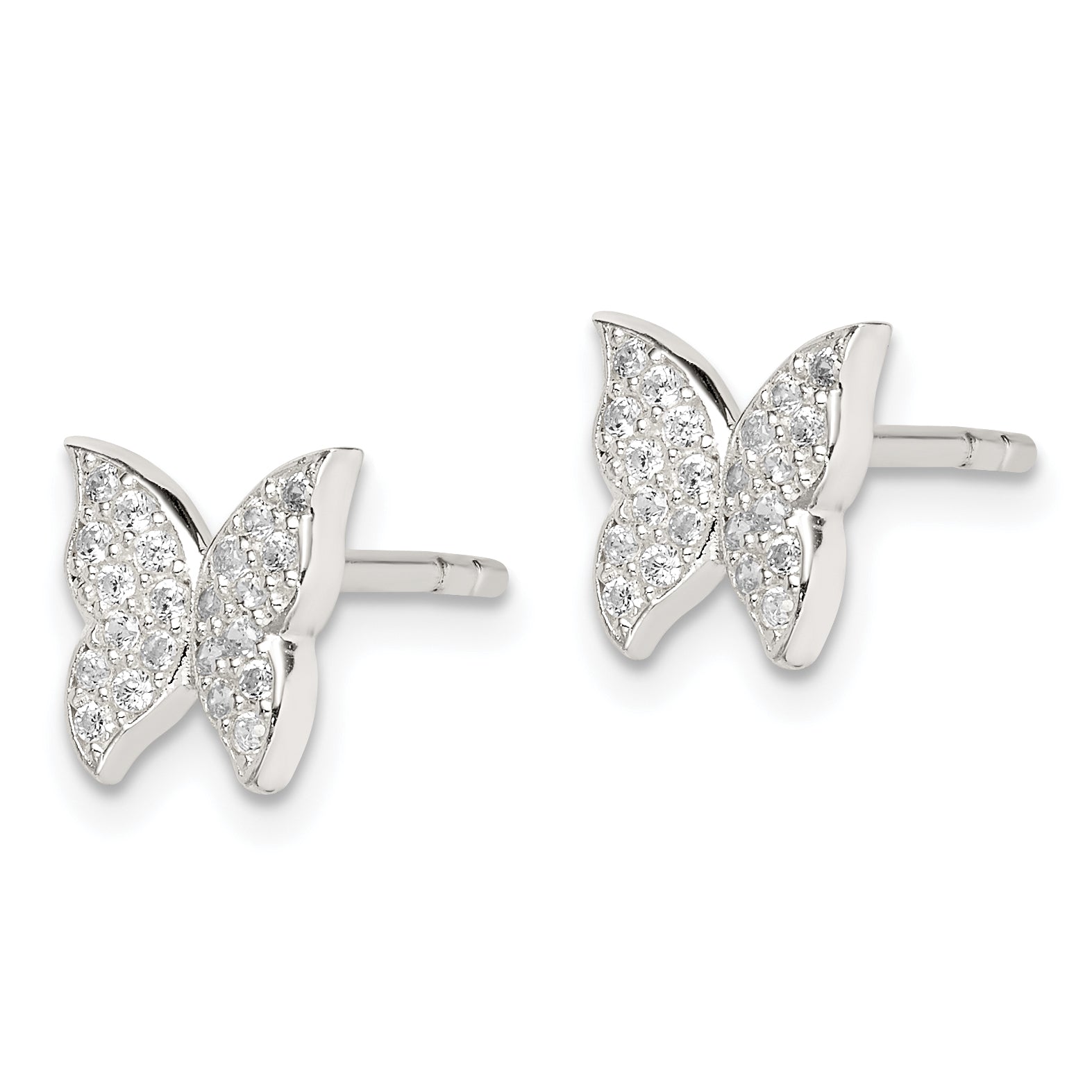 Sterling Silver CZ Butterfly Post Earrings Secondary image