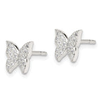 Sterling Silver CZ Butterfly Post Earrings