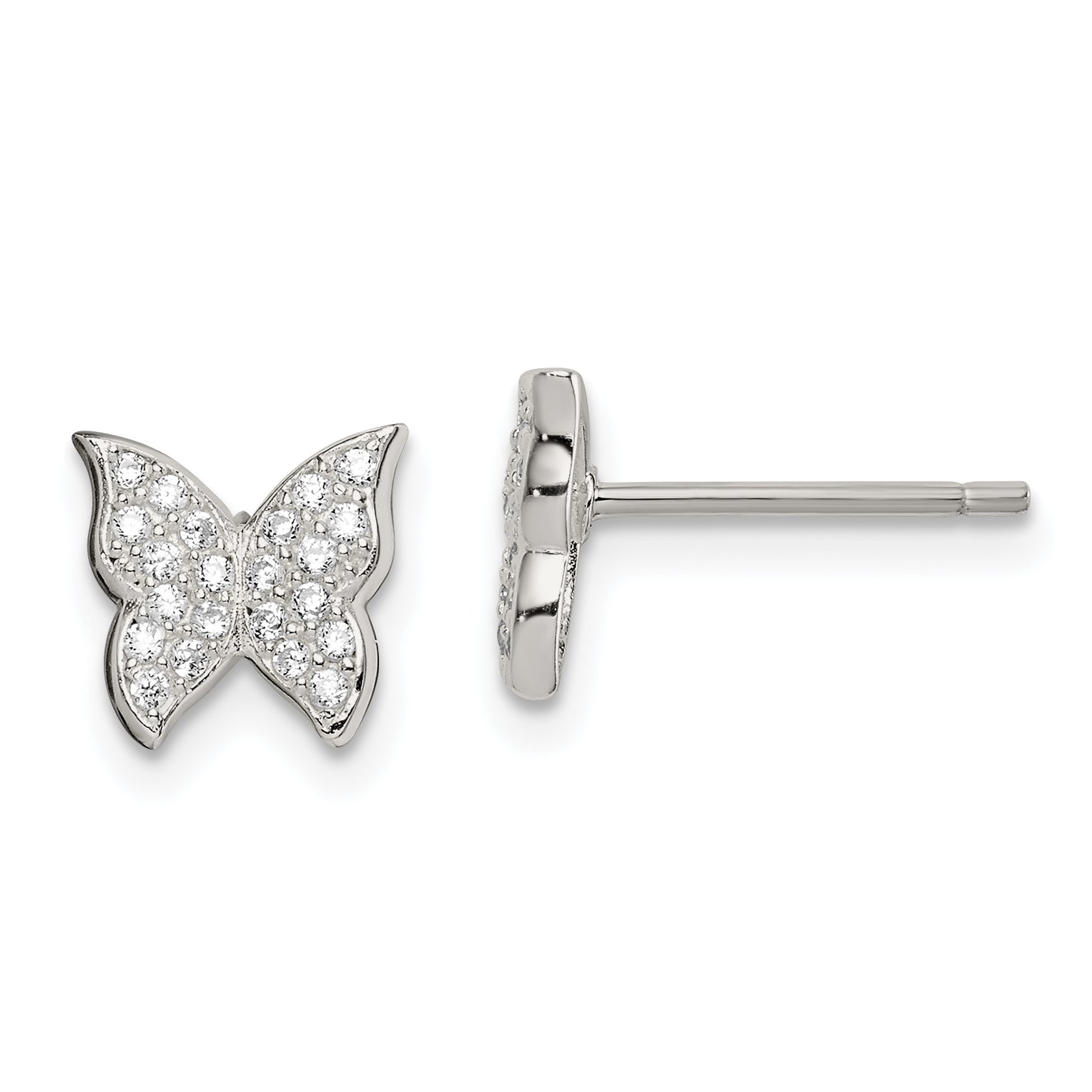 Sterling Silver CZ Butterfly Post Earrings Main image