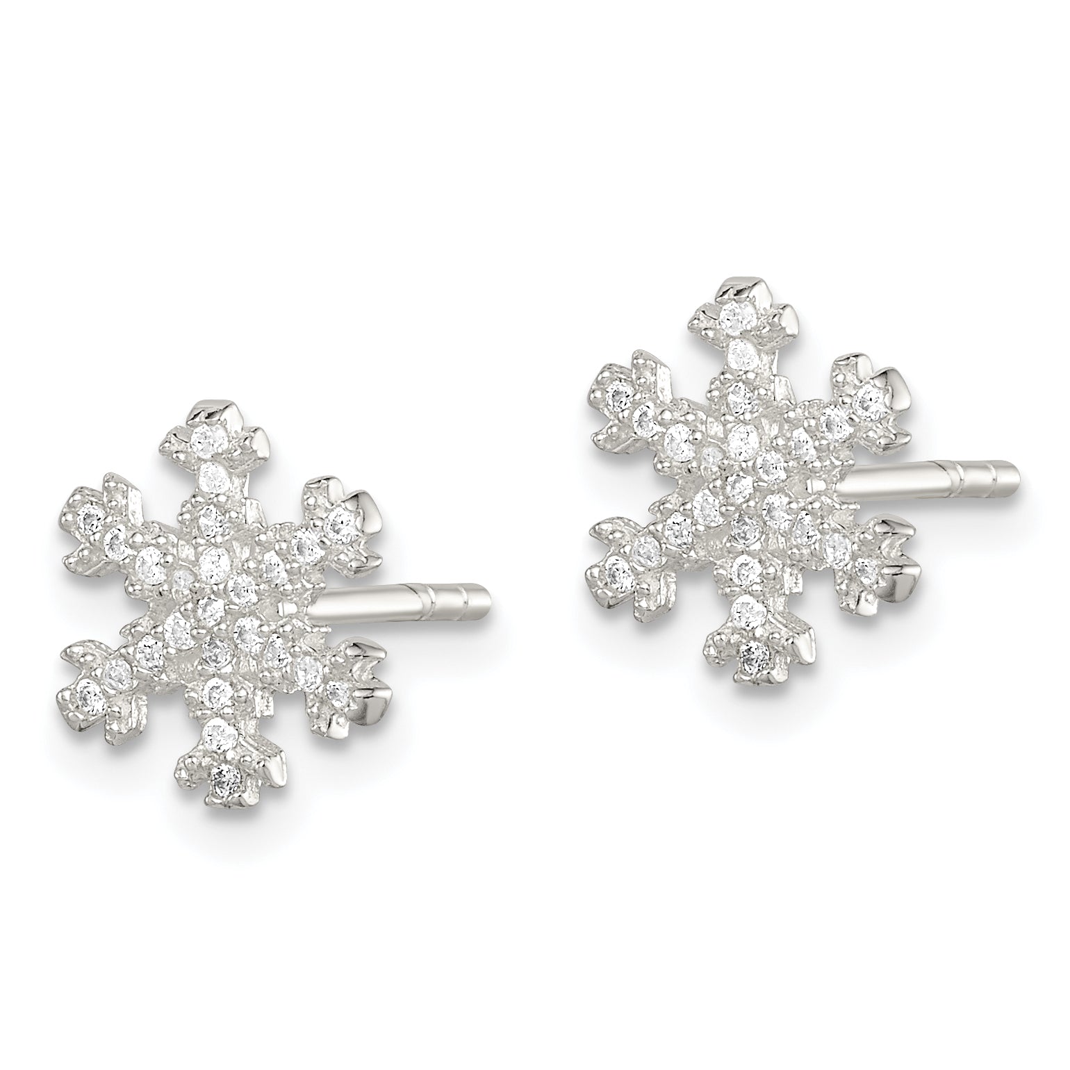 Sterling Silver CZ Snowflake Post Earrings Secondary image