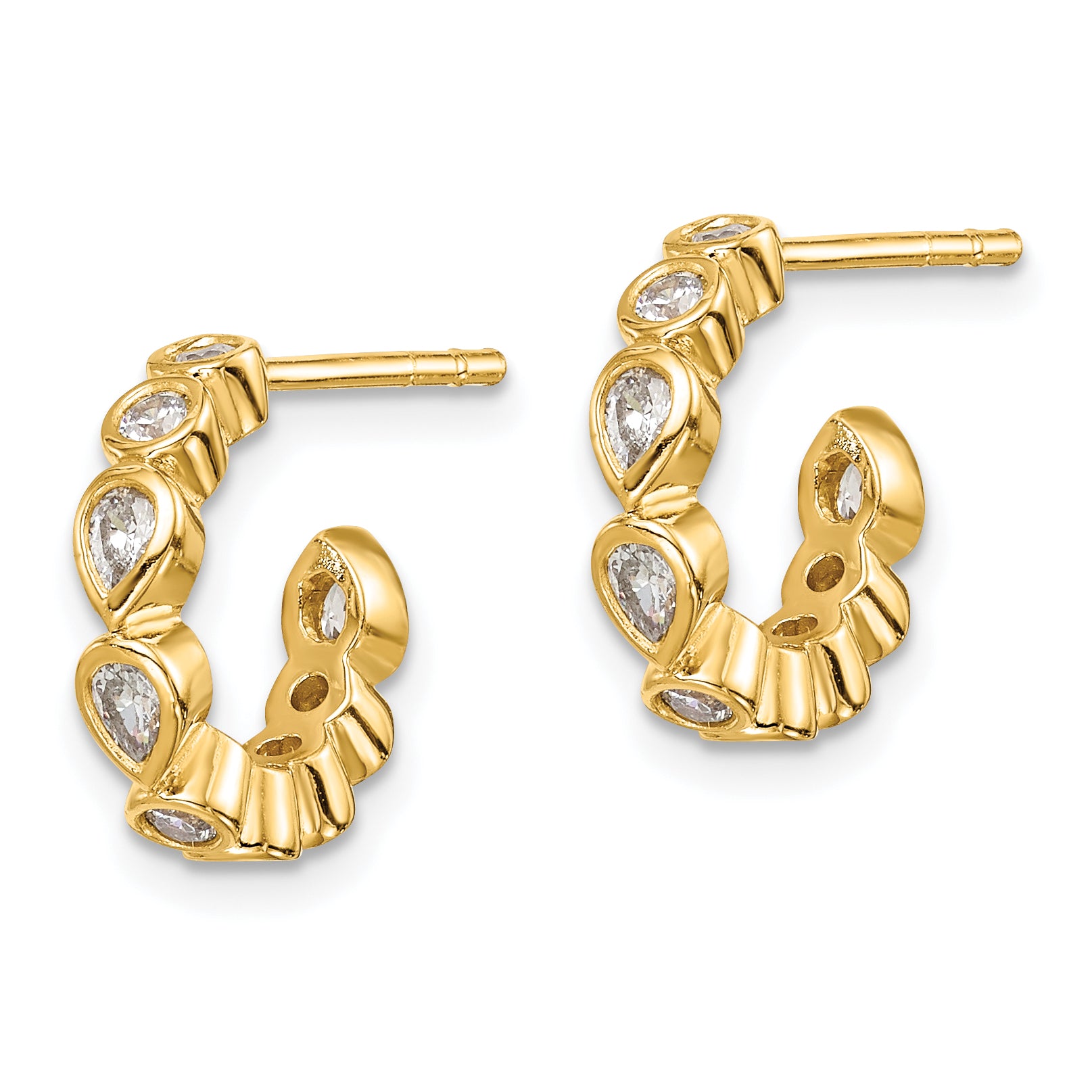 Sterling Silver Gold-tone CZ Post Hoop Earrings Secondary image