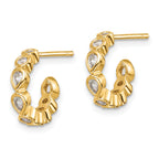 Sterling Silver Gold-tone CZ Post Hoop Earrings