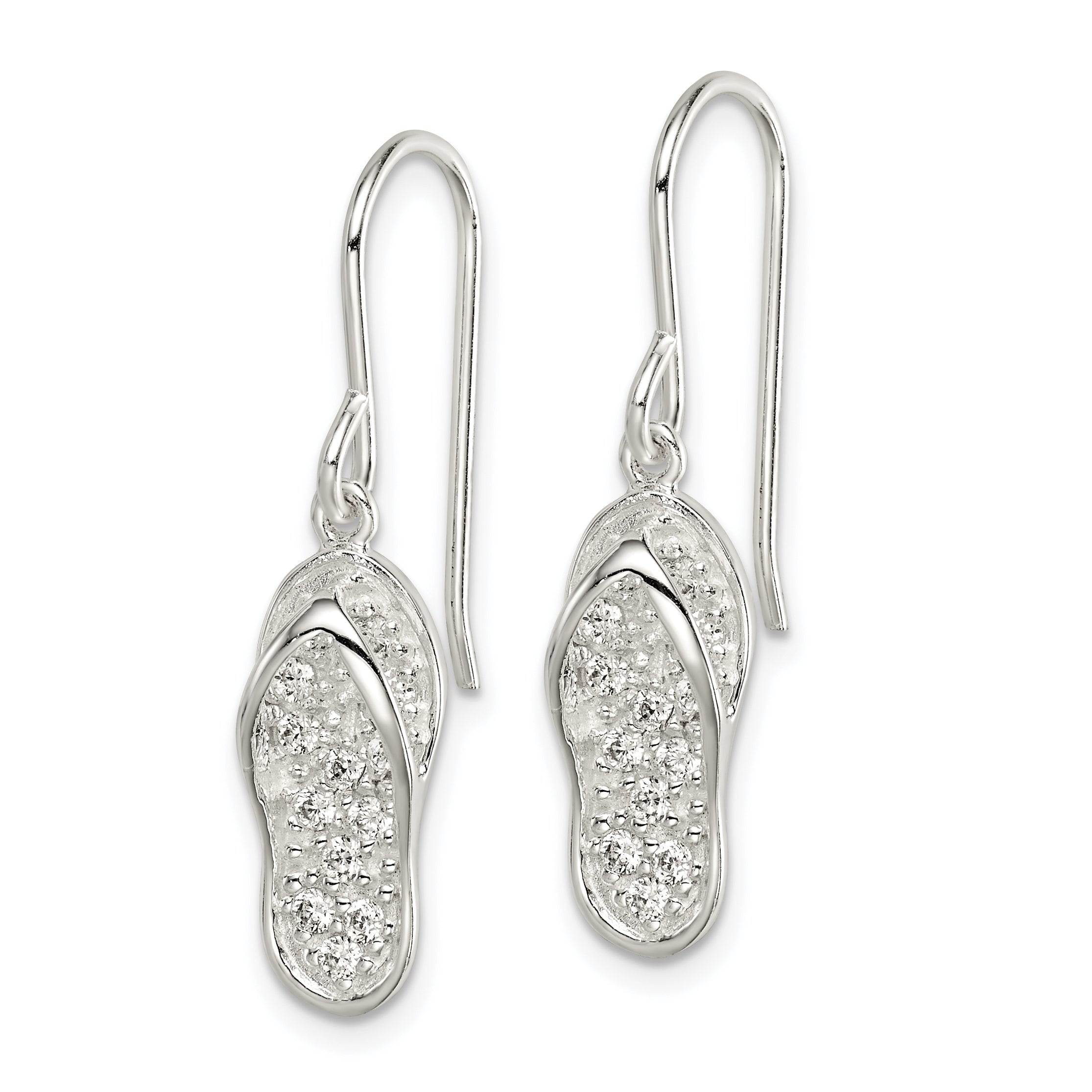 Sterling Silver CZ Flip-Flop Dangle Earrings Secondary image