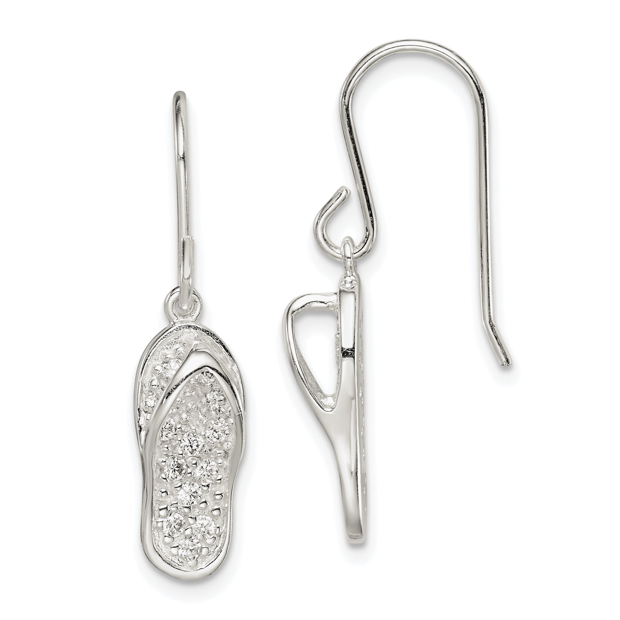 Sterling Silver CZ Flip-Flop Dangle Earrings Main image