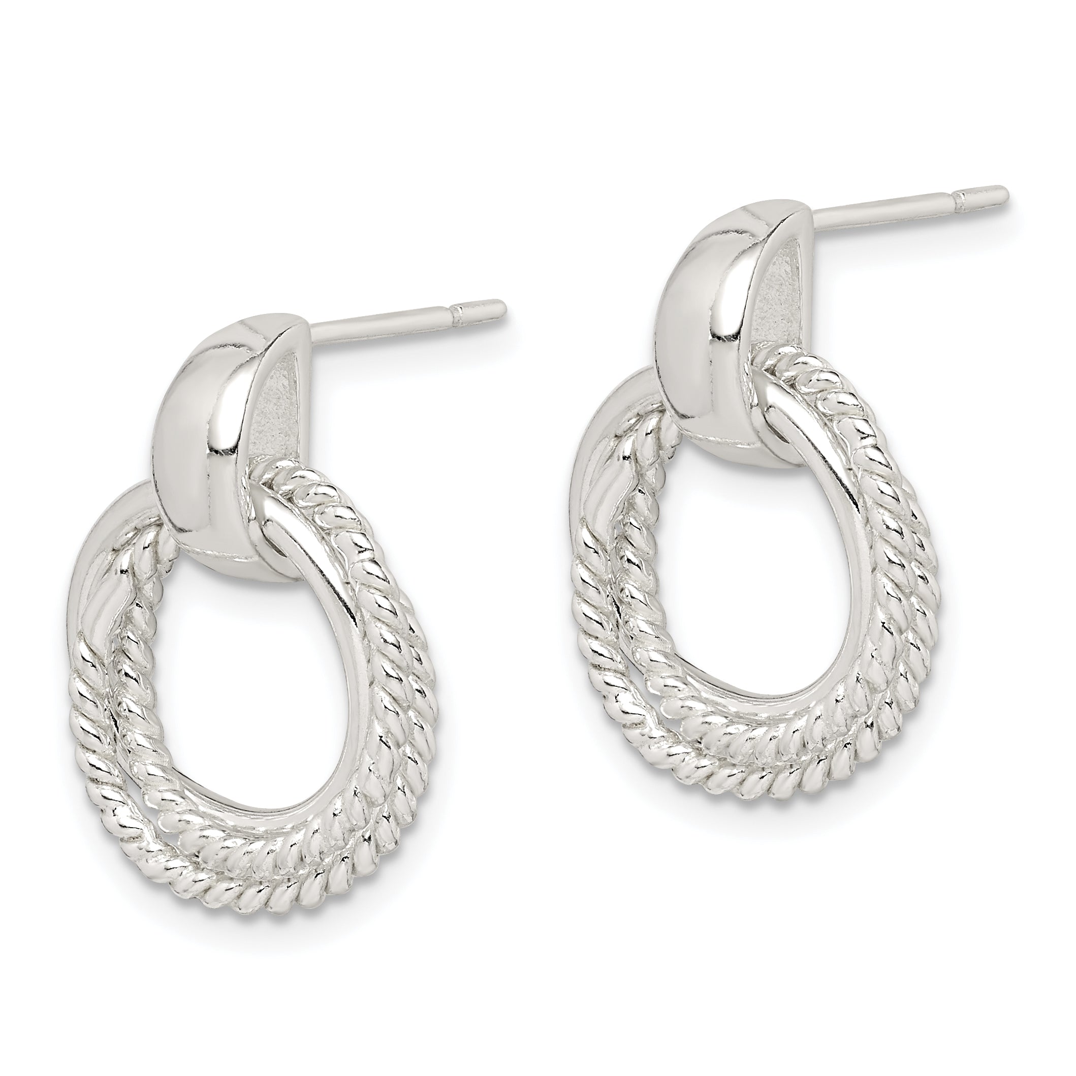 Sterling Silver Twisted Post Dangle Earrings Secondary image