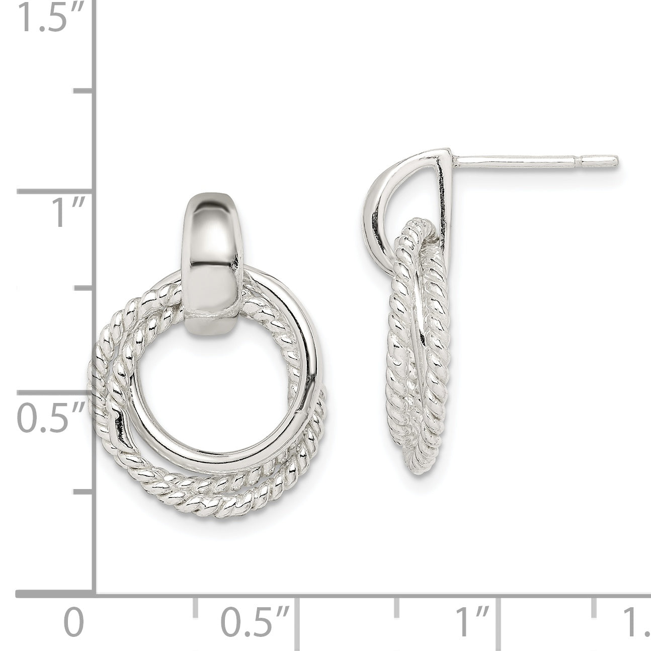 Sterling Silver Twisted Post Dangle Earrings