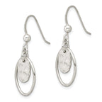 Sterling Silver Polished & Hammered Oval Dangle Earrings