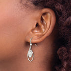 Sterling Silver Polished & Hammered Oval Dangle Earrings