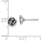 Sterling Silver Oxidized Flower Post Earrings