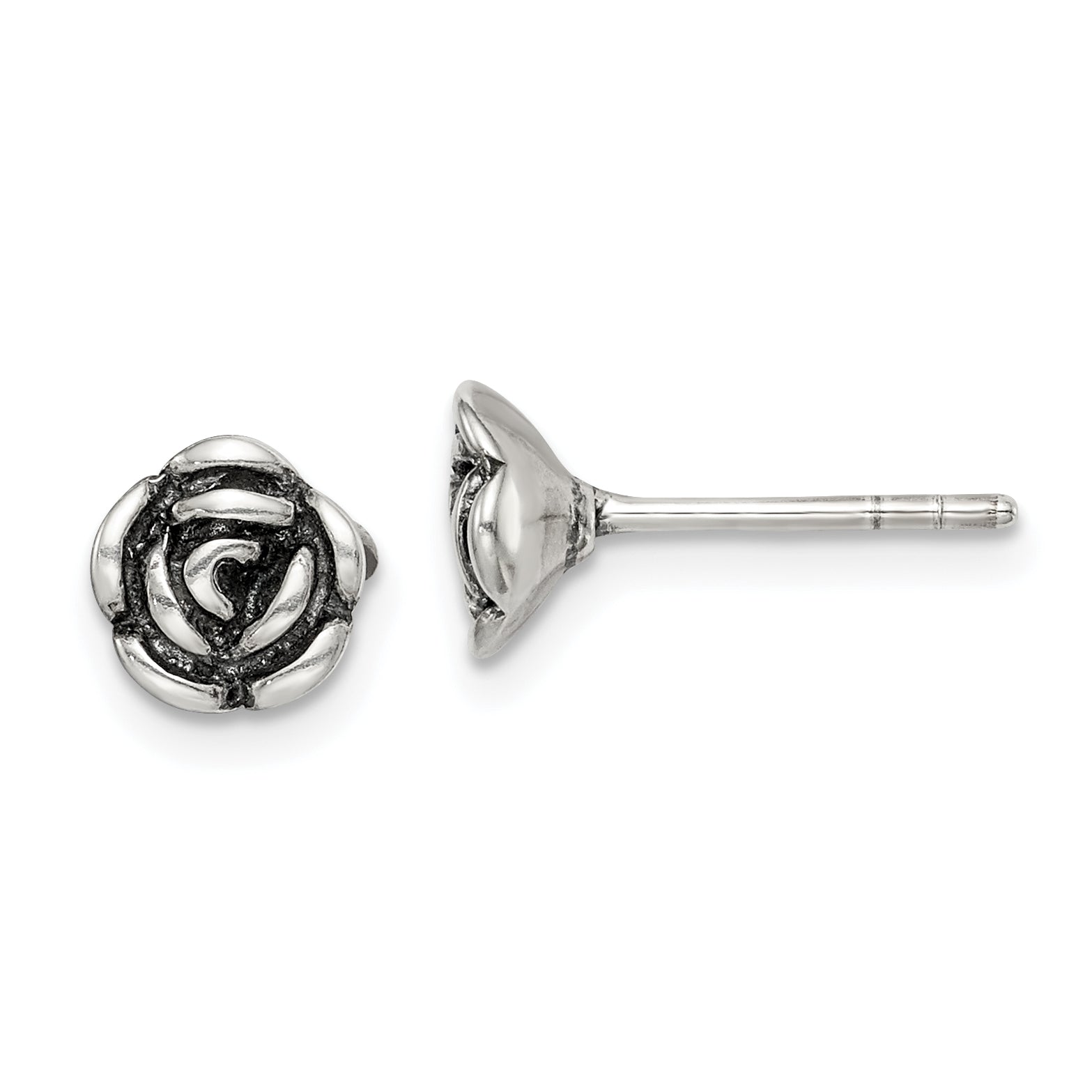 Sterling Silver Oxidized Flower Post Earrings Main image