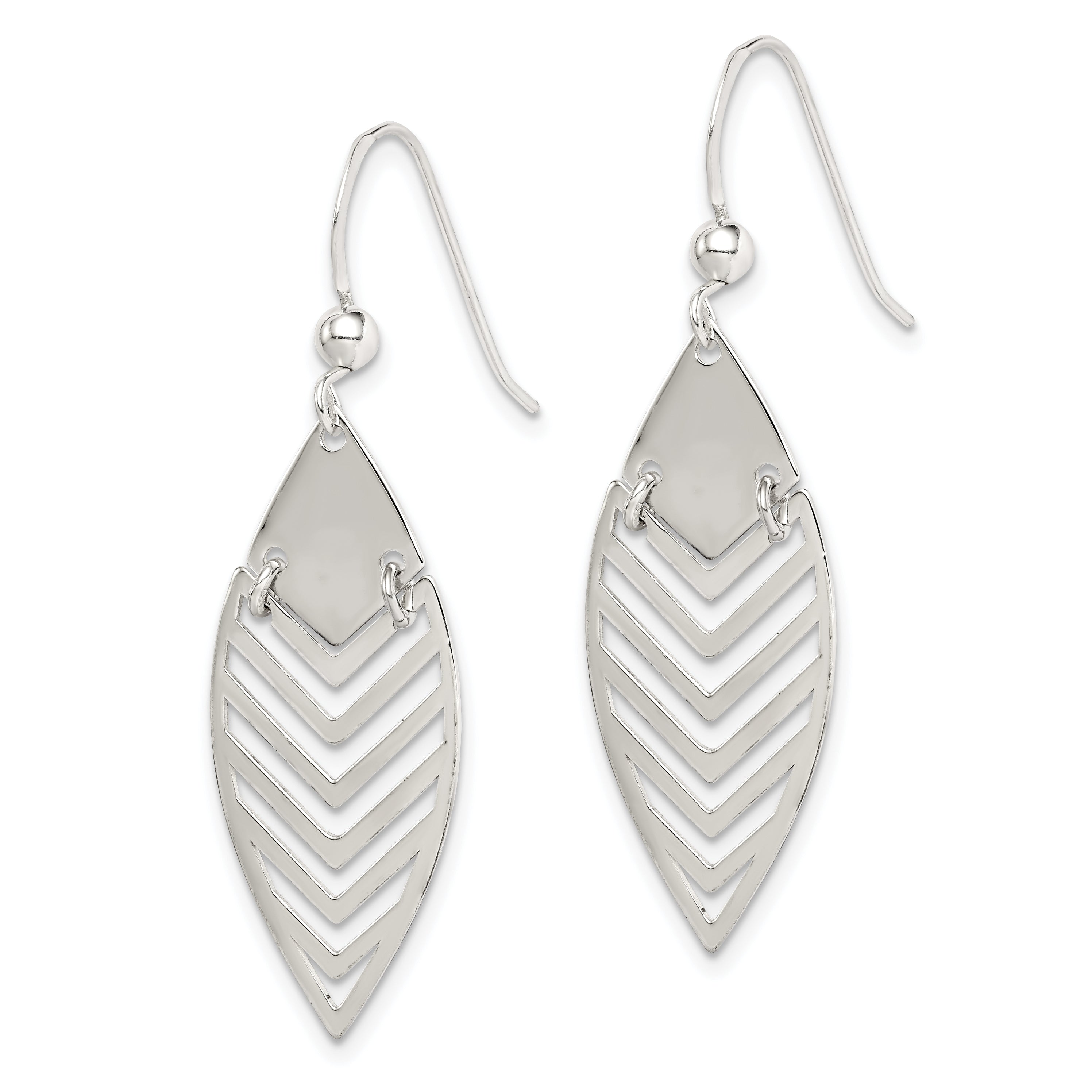 Sterling Silver Polished Leaf Dangle Earrings Secondary image