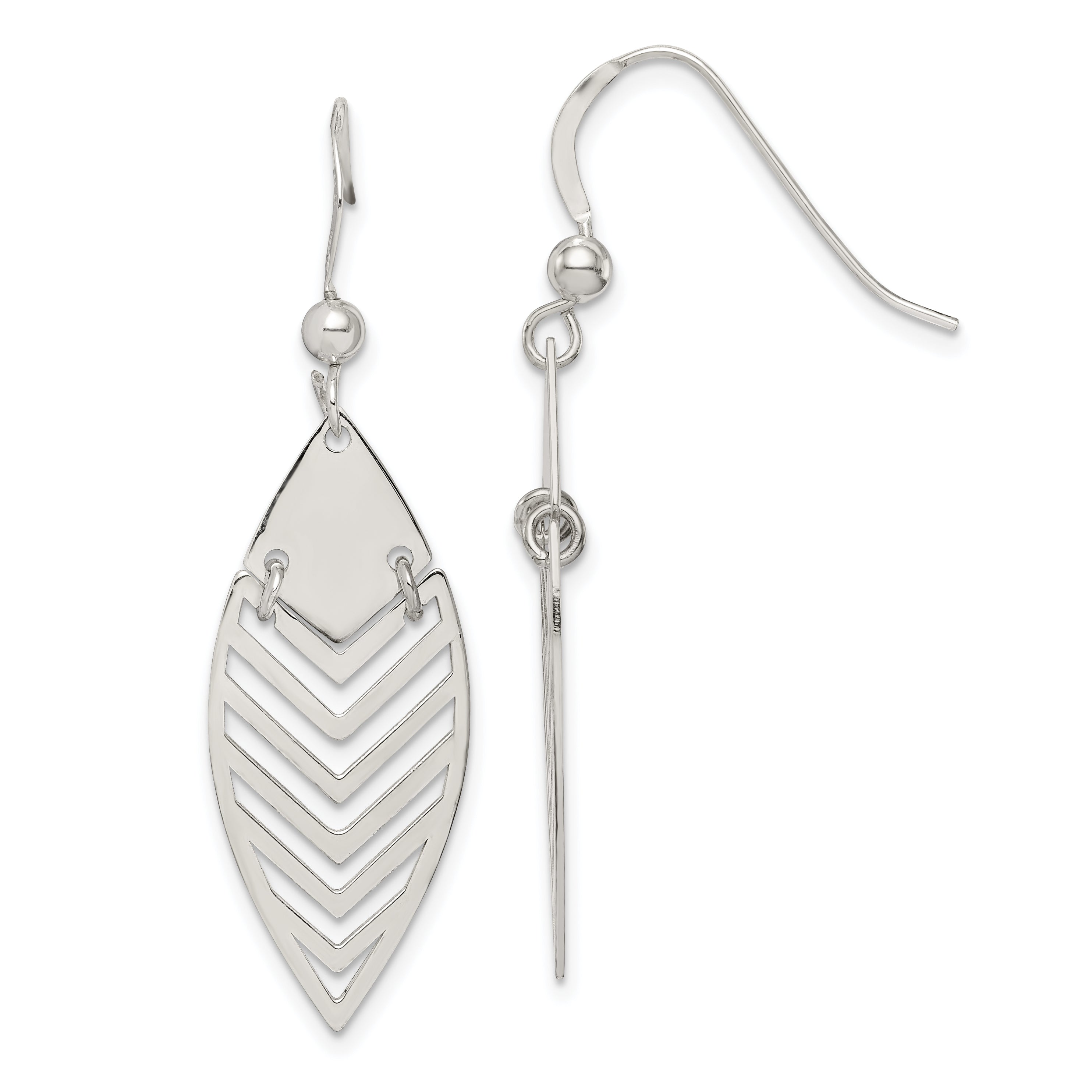 Sterling Silver Polished Leaf Dangle Earrings Main image
