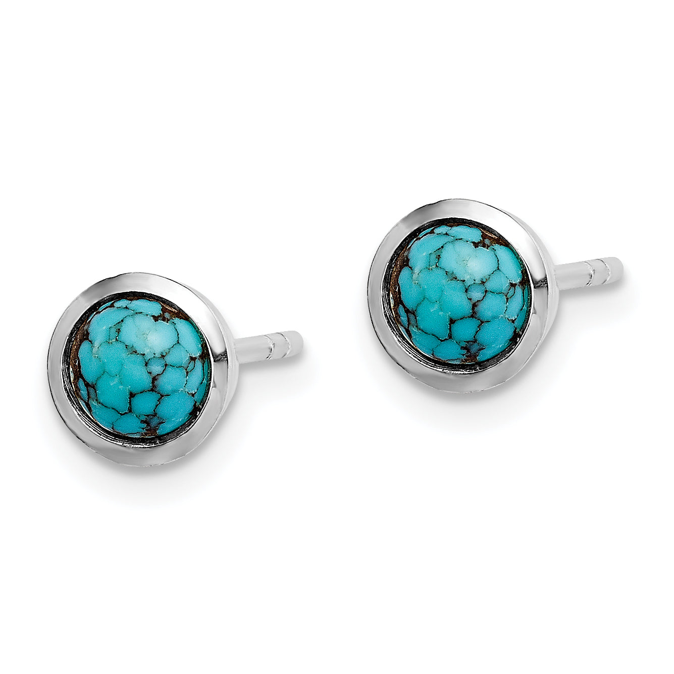 Sterling Silver Round Turquoise Post Earrings Secondary image