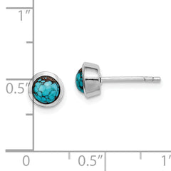 Sterling Silver Round Turquoise Post Earrings