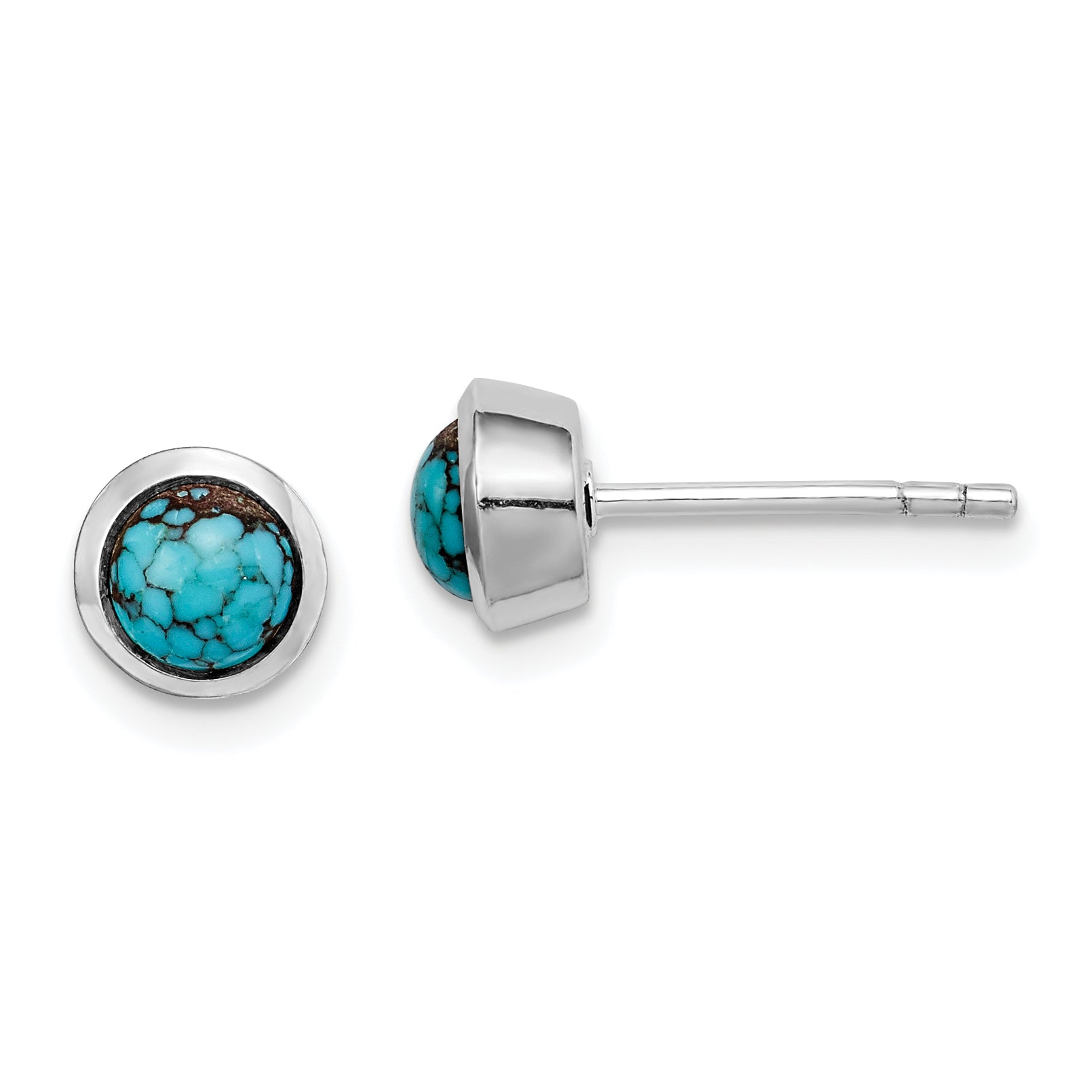 Sterling Silver Round Turquoise Post Earrings Main image