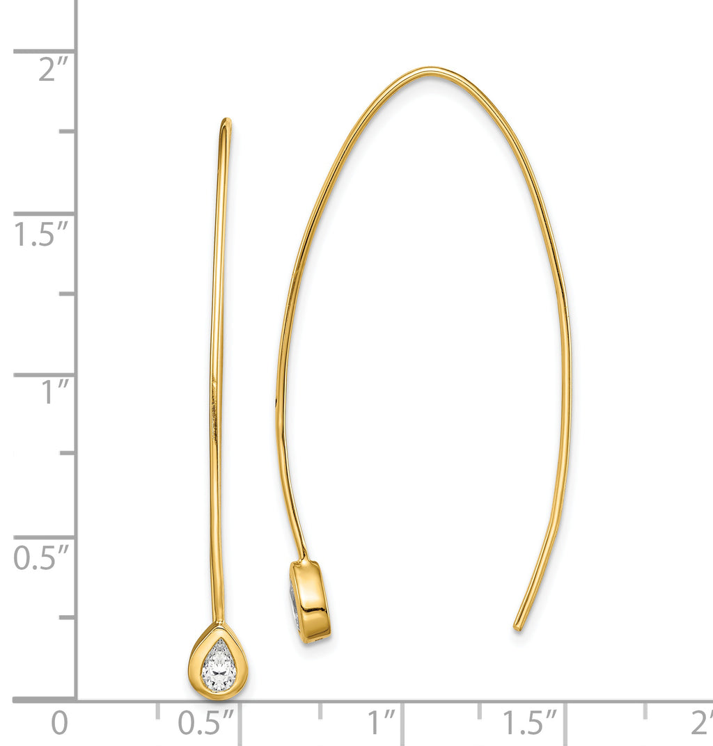Sterling Silver Gold-tone CZ Threader Earrings