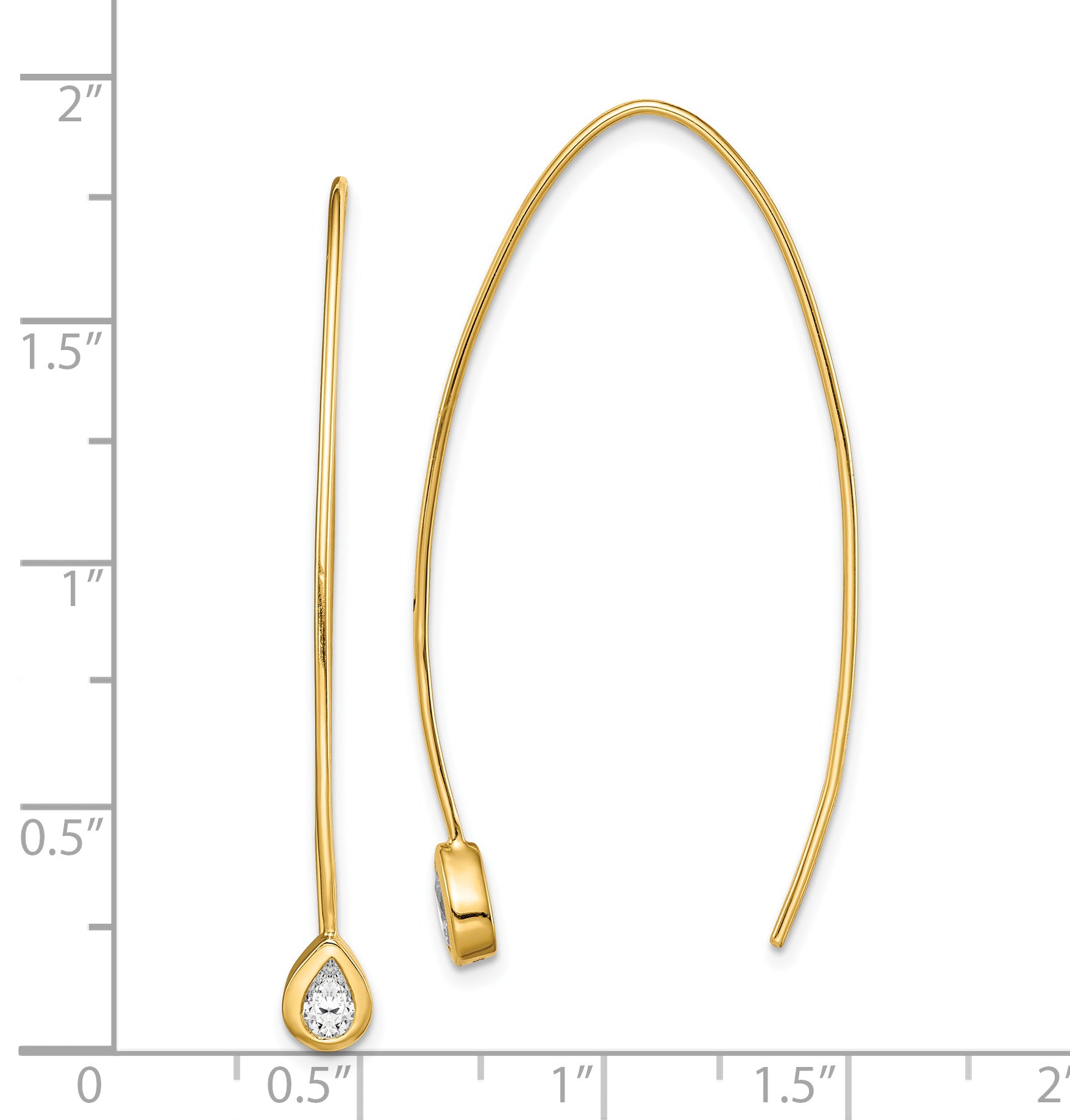 Sterling Silver Gold-tone CZ Threader Earrings