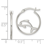 Sterling Silver Polished Dolphin Hoop Earrings