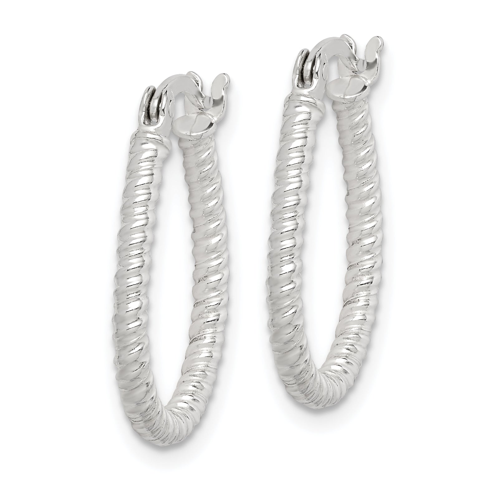Sterling Silver Twisted 2.5mm Teardrop Hoop Earrings Secondary image