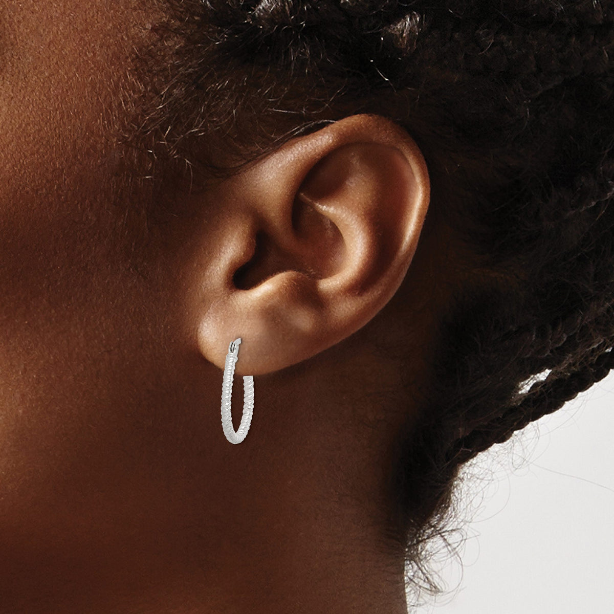 Twisted Teardrop Hoop Earrings in Sterling Silver, 2.5mm - Sophia Jewelers