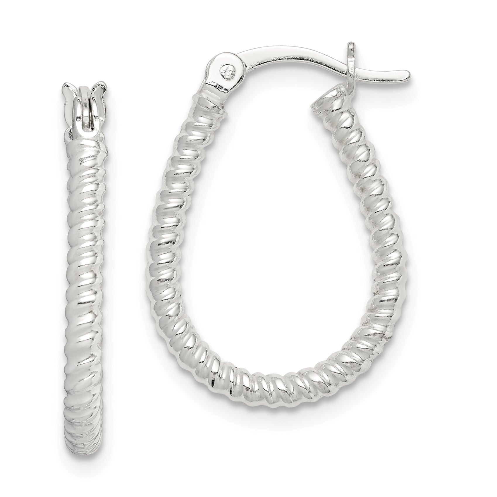 Sterling Silver Twisted 2.5mm Teardrop Hoop Earrings Main image