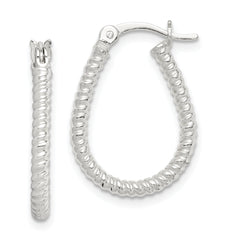Sterling Silver Twisted 2.5mm Teardrop Hoop Earrings