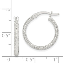 Sterling Silver Twisted 2x20mm Round Hoop Earrings