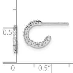 Sterling Silver Rhodium-plated In/Out CZ Hoop Post Earrings