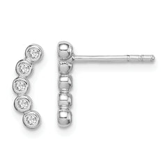 Sterling Silver Rhodium-plated Polished Five CZ Curved Post Earrings